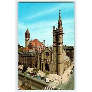 Vintage Chrome Postcard St. Peter's Church Albany NY Historic Landmark & Facts